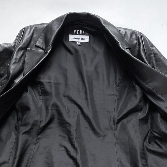 Reformation Veda Bowery Leather Blazer Black Size Large - Picture 6 of 14